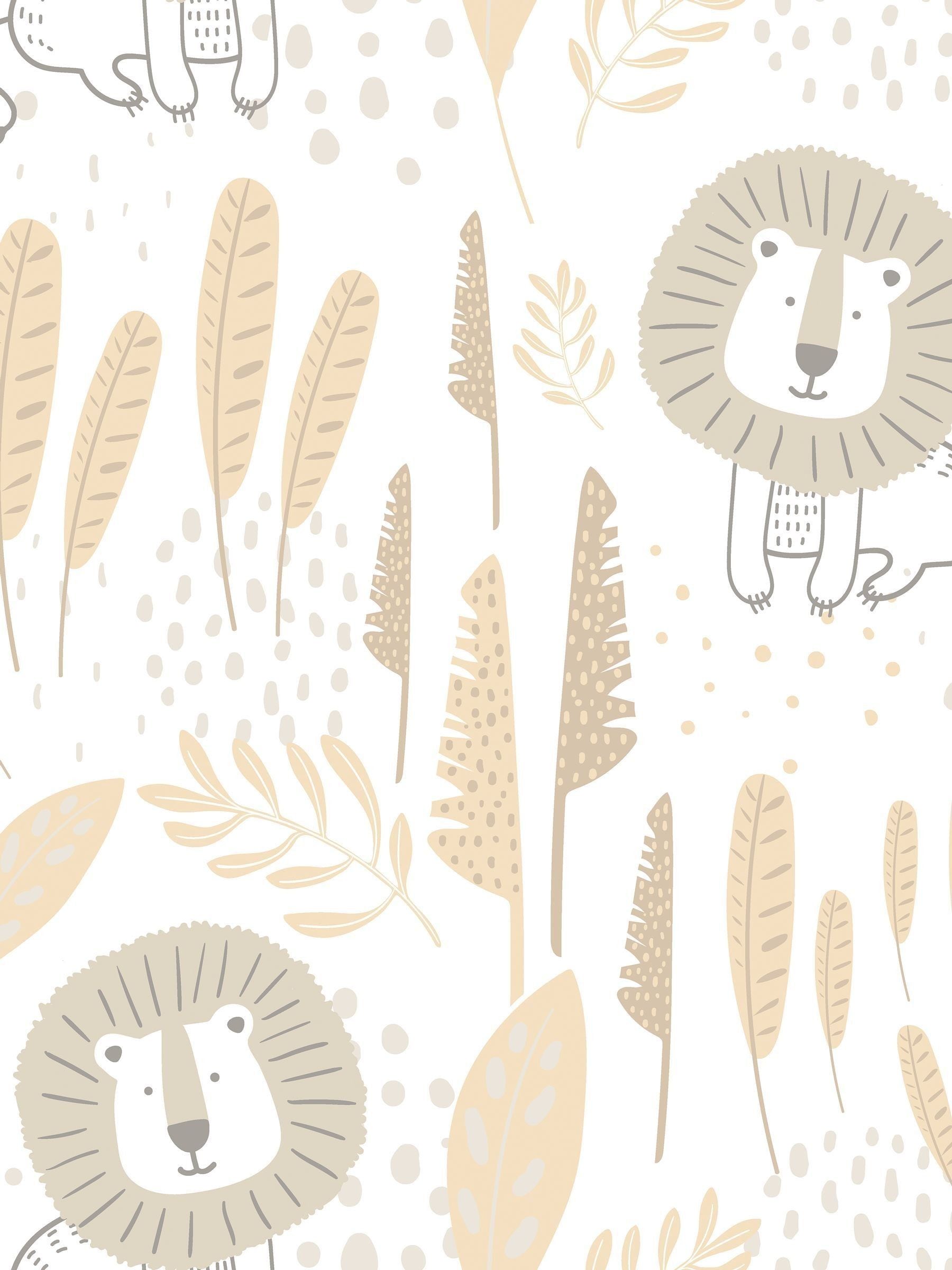 Hoopla Walls Honey Mallow Happy Lion A4 Wallpaper Sample