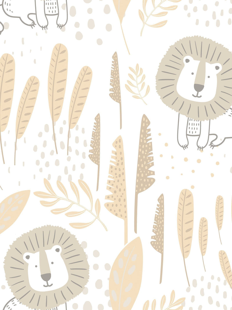 Hoopla Walls Honey Mallow Happy Lion A4 Wallpaper Sample