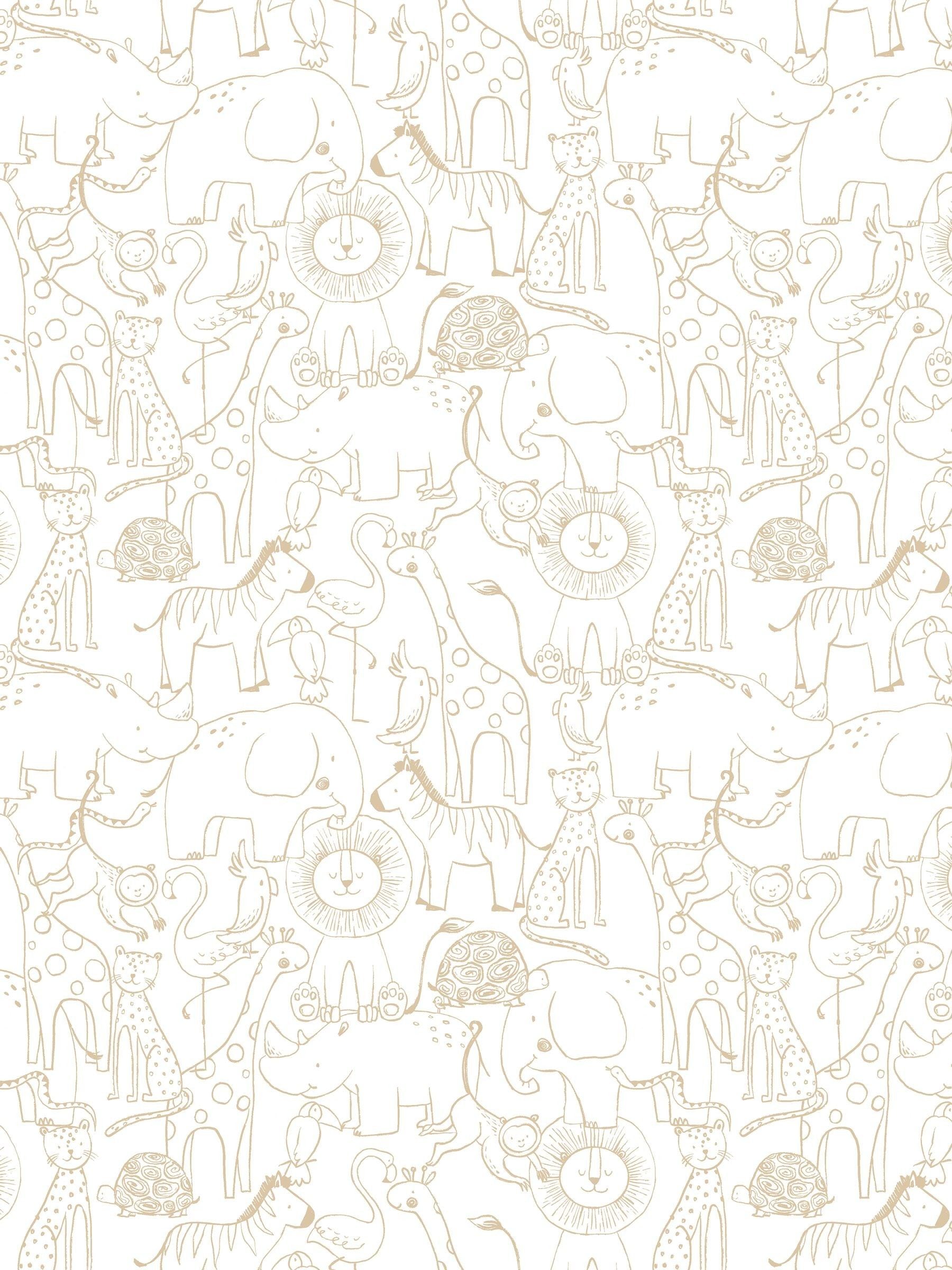 Hoopla Walls Parchment Animal Doodle A4 Wallpaper Sample