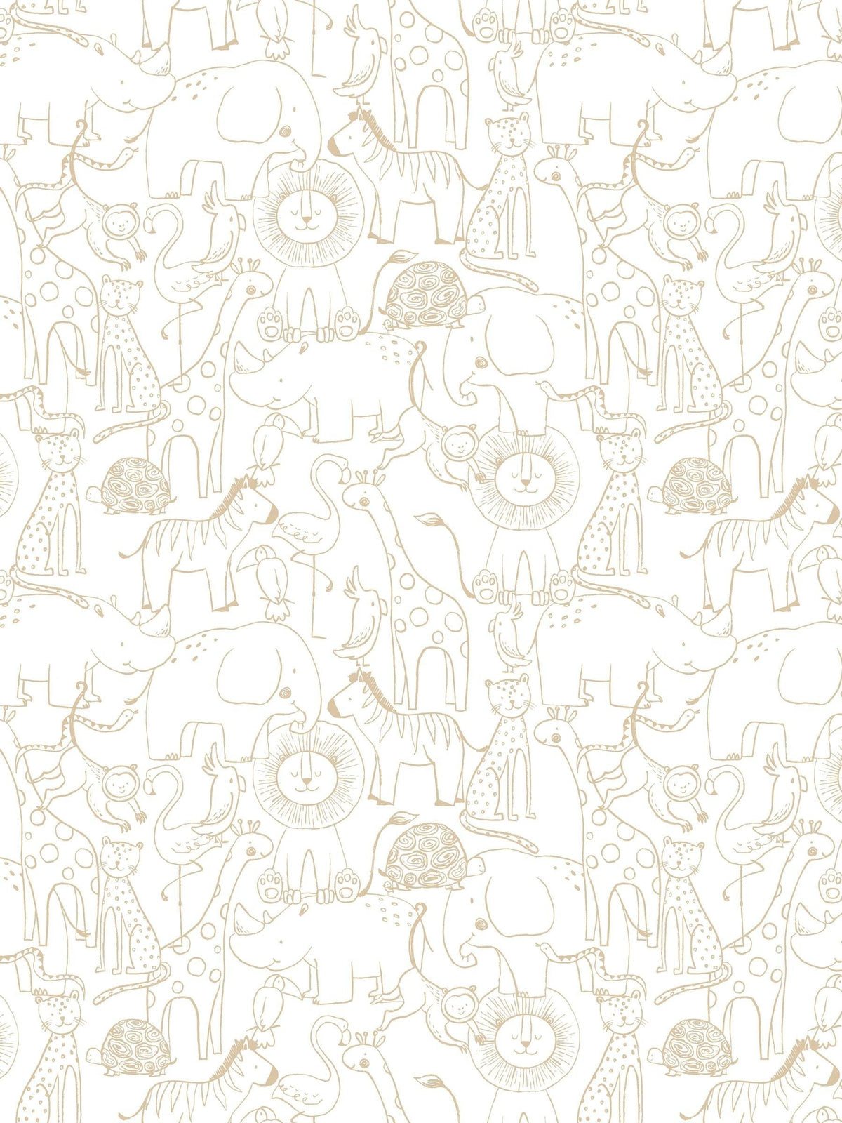 Hoopla Walls Parchment Animal Doodle A4 Wallpaper Sample