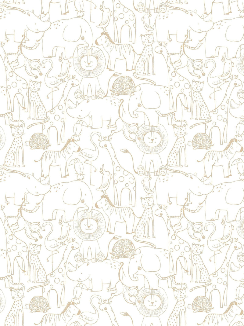 Hoopla Walls Parchment Animal Doodle A4 Wallpaper Sample