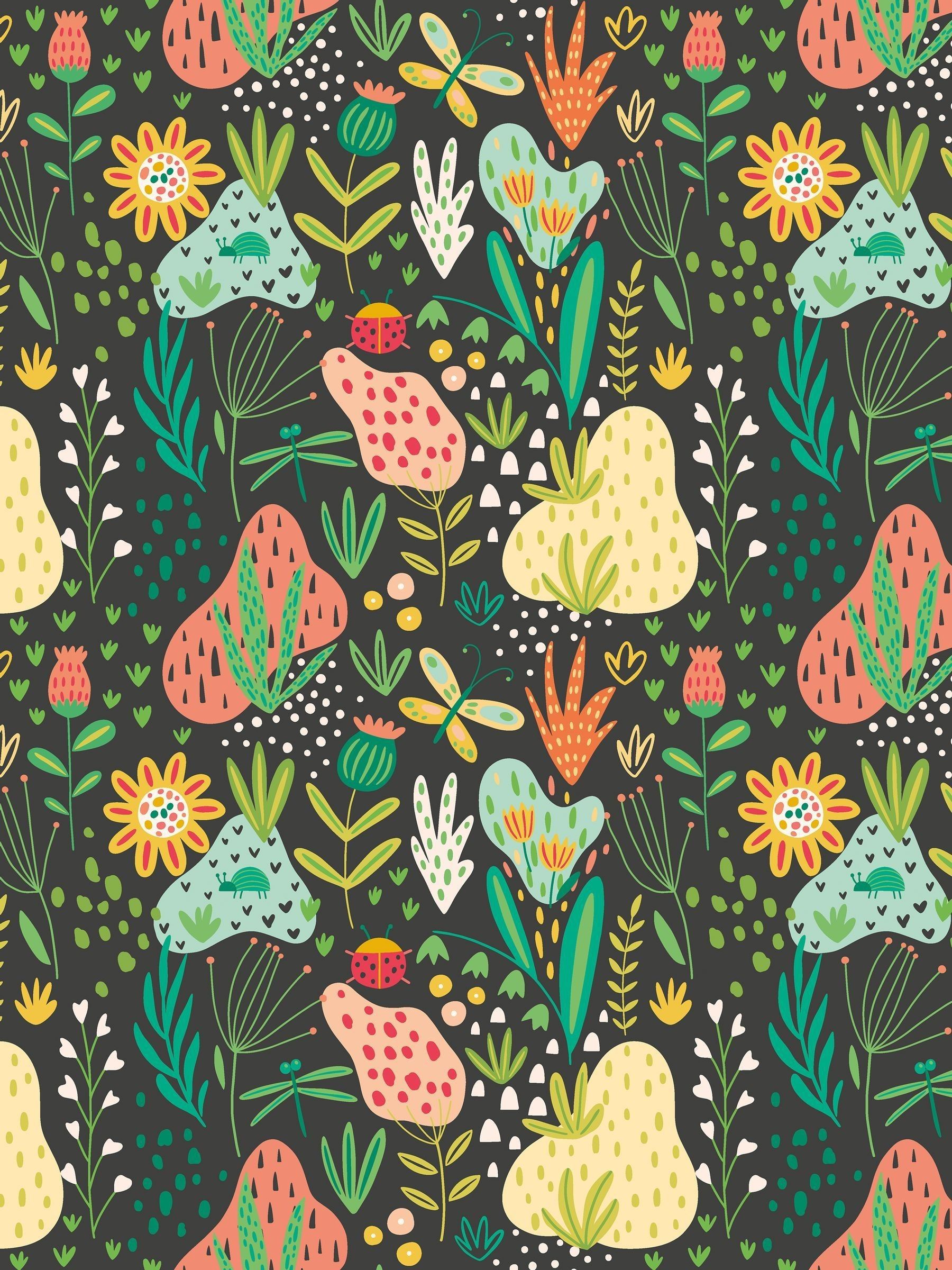 Hoopla Walls Marmalade Twist Bug Garden A4 Wallpaper Sample