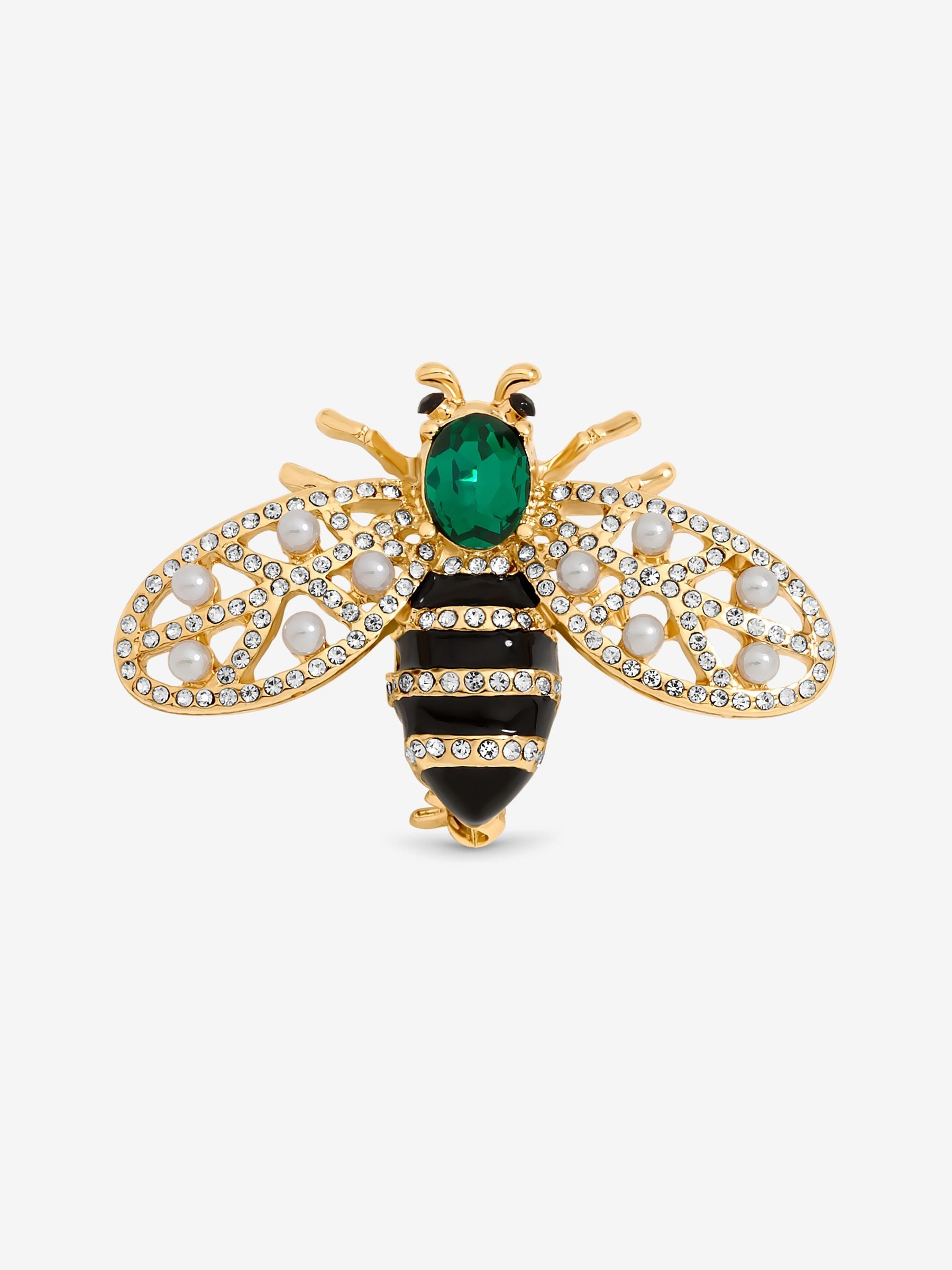 Gold Plated and Crystal Bumble Bee Brooch in Gift Box