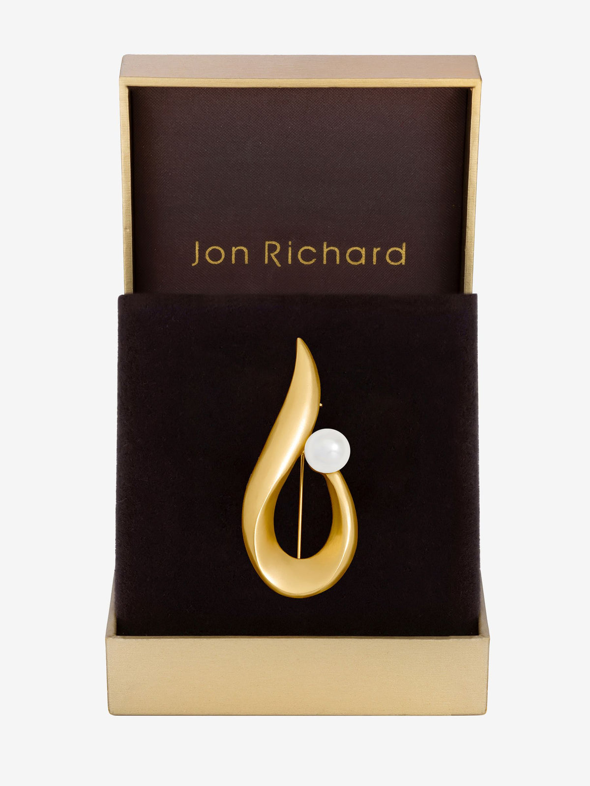 Gold Plated Pearl Swirl Brooch 26mm