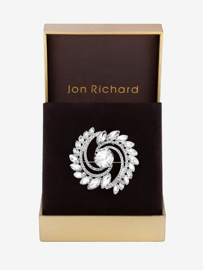 Next Silver-Plated Mixed Crystal Swirl Brooch Pin with Gift Box- Buy online at McGrocer