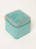 FatFace light teal shell embroidered travel jewellery box (British brand)