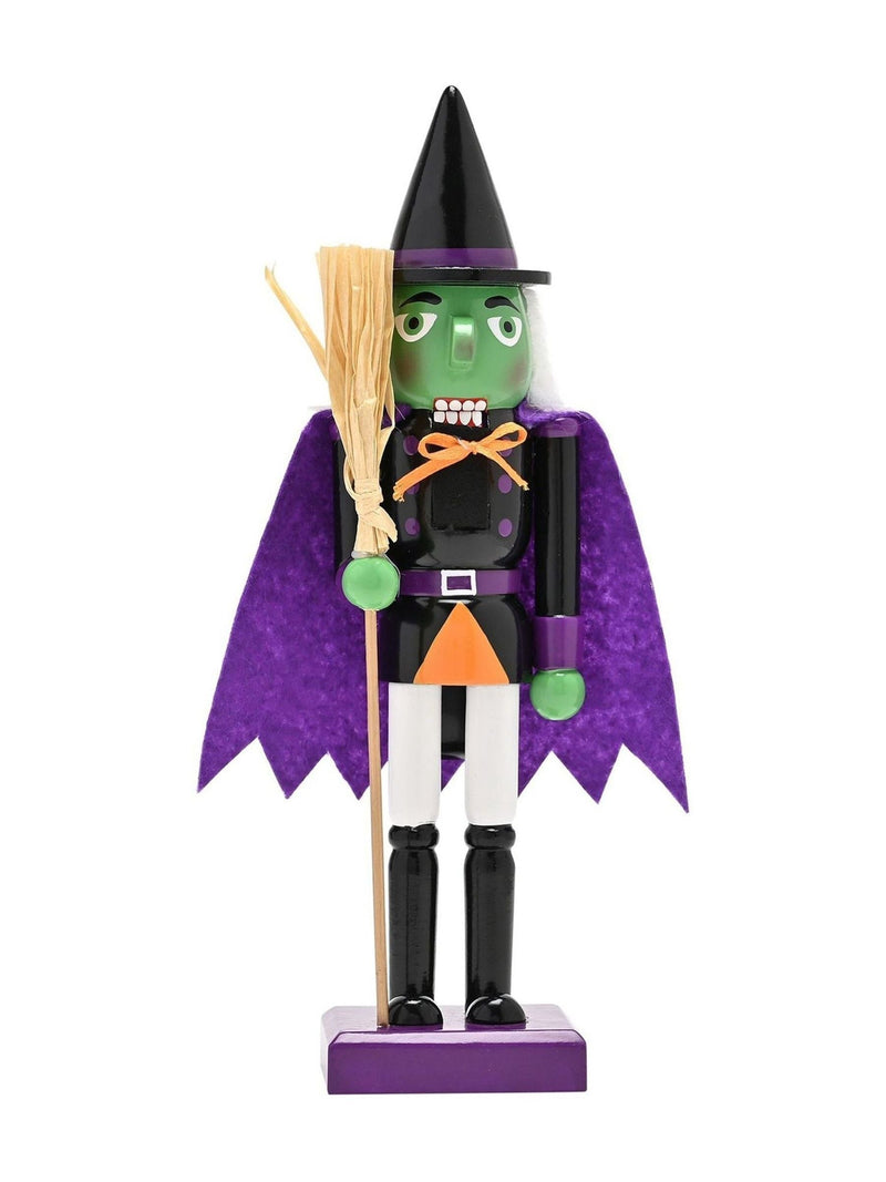 Widdop wooden nutcracker witch ornament purple 10 inch, imported from the UK