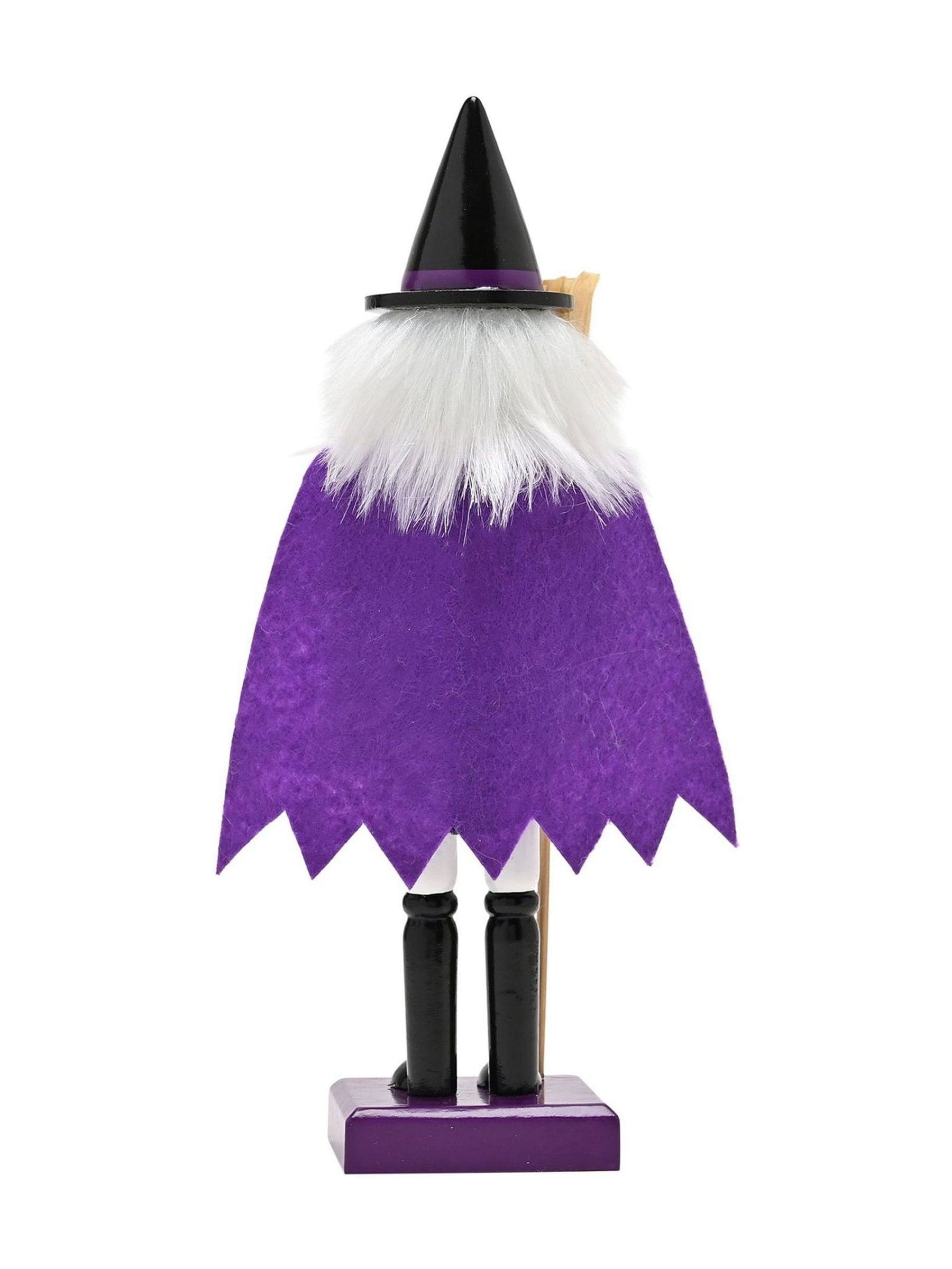Widdop wooden nutcracker witch ornament purple 10 inch, imported from the UK