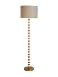 Searchlight Beige Orbie floor lamp, wood base, linen shade, UK version