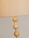 Searchlight Beige Orbie floor lamp, wood base, linen shade, UK version