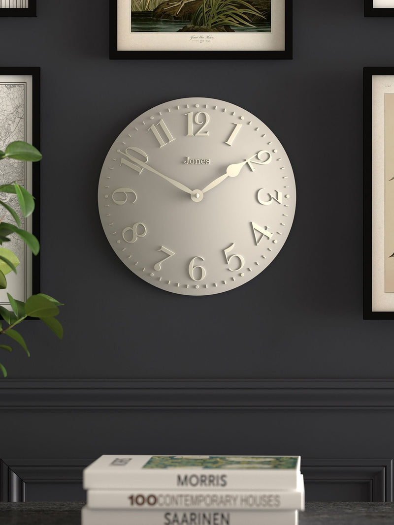 Jones Clocks Overcoat Grey Betty Convex Wall Clock 30cm