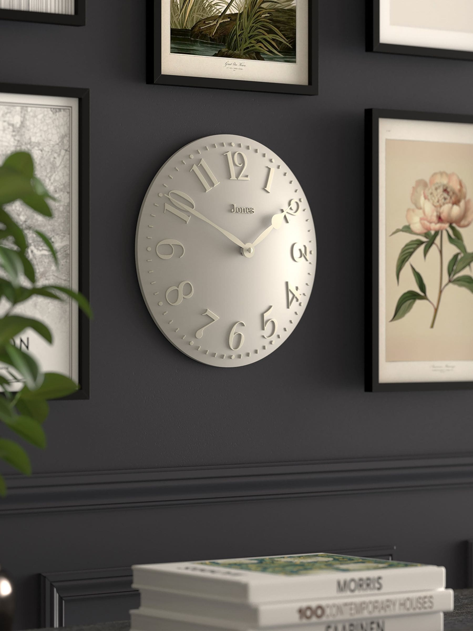 Jones Clocks Overcoat Grey Betty Convex Wall Clock 30cm