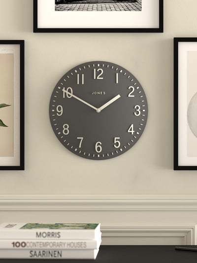 Next Jones Clocks Blizzard Grey Chilli Convex Wall Clock 30cm- Buy online at McGrocer