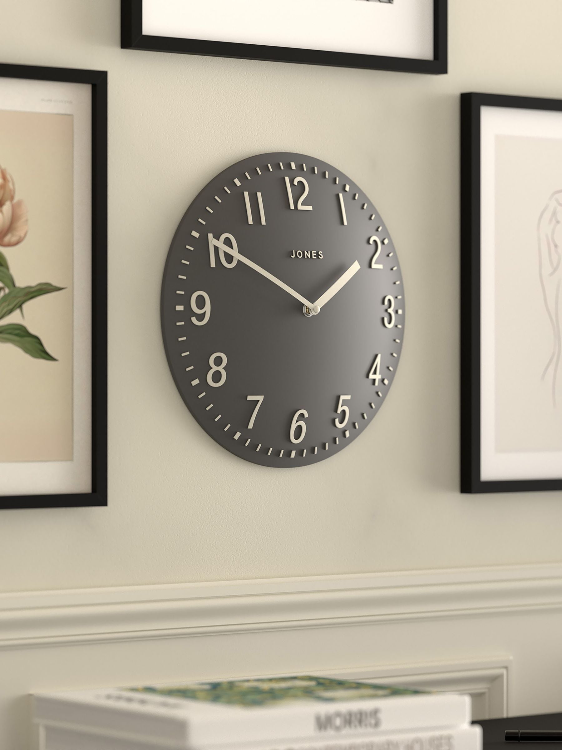 Jones Clocks Blizzard Grey Chilli Convex wall clock 30cm, UK version