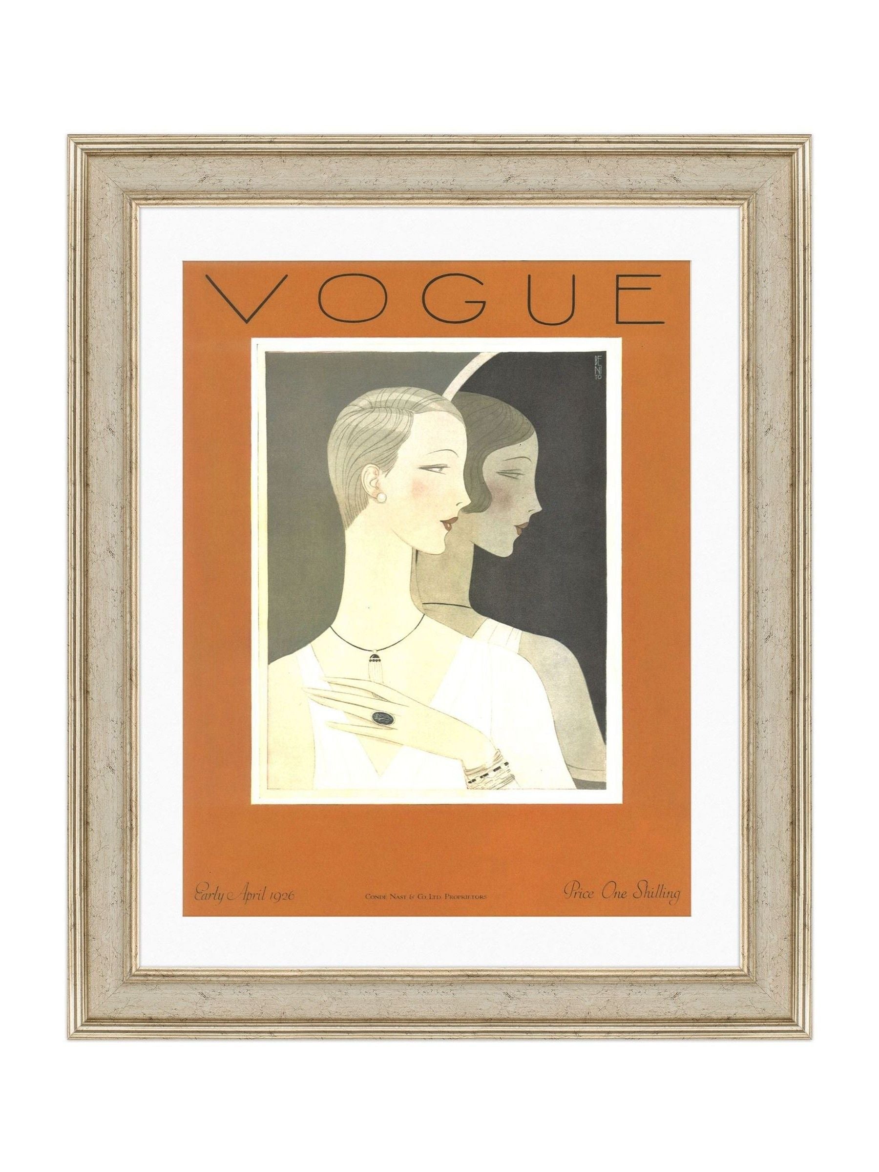 Brookpace Lascelles framed wall art Vogue April 1926 abstract fashion 40x50cm, imported from the UK