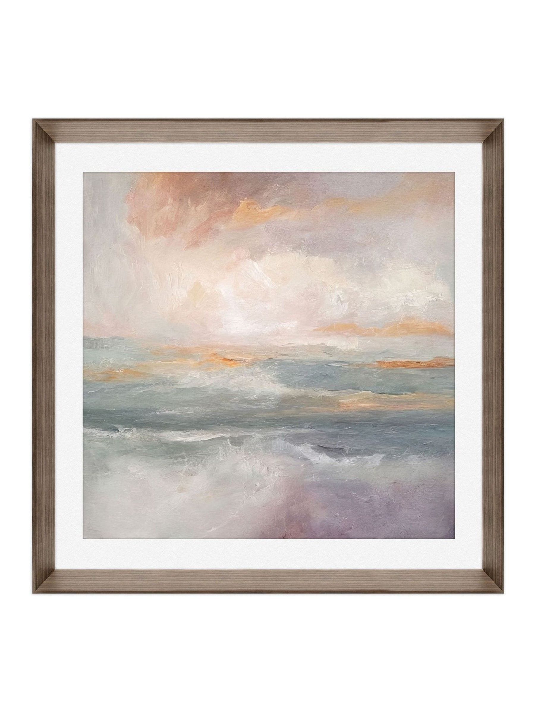 Brookpace Lascelles abstract wall art walnut frame 50x50cm, imported from the UK