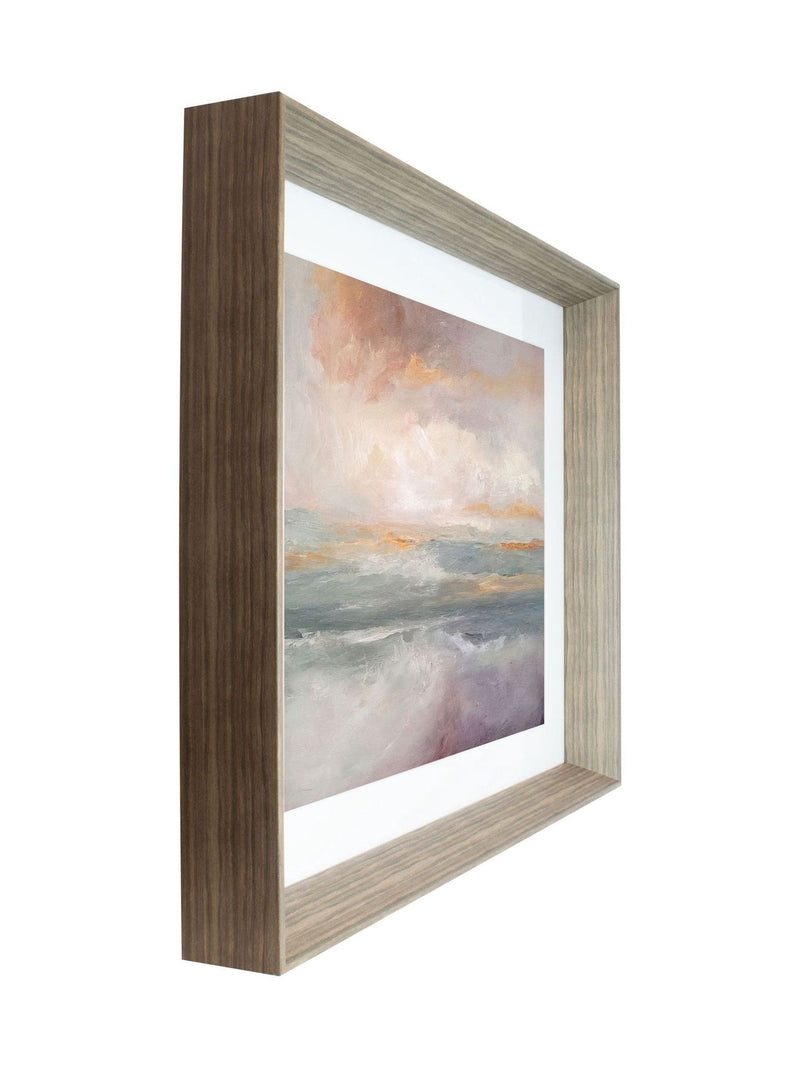 Brookpace Lascelles abstract wall art walnut frame 50x50cm, imported from the UK