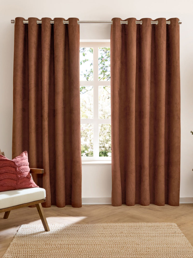 Furn Green Verso reversible blackout eyelet curtains 229cm x 183cm, imported from the UK
