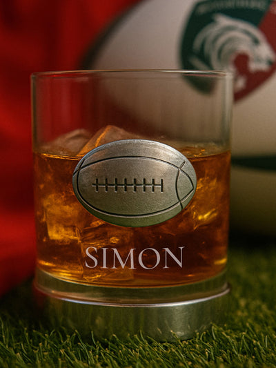 Next Loveabode Natural Personalised Metal Rugby Ball Whisky Glass- Buy online at McGrocer