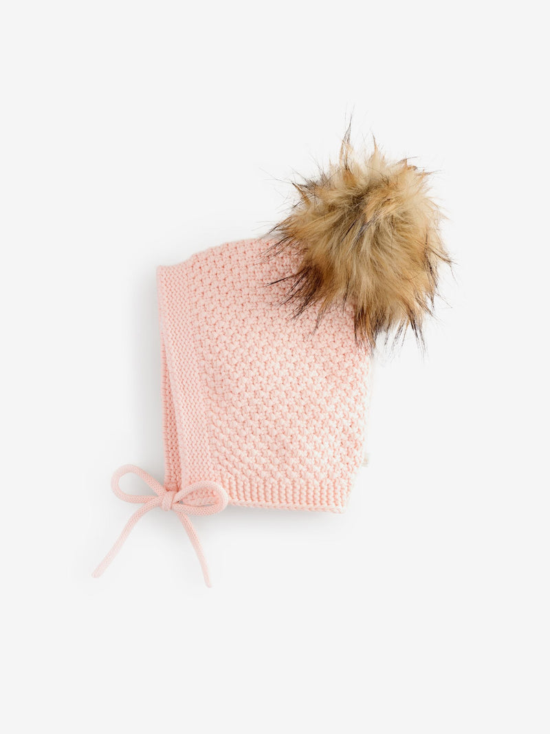 The Little Tailor Pink Baby Pom Pom Textured Knitted Hat