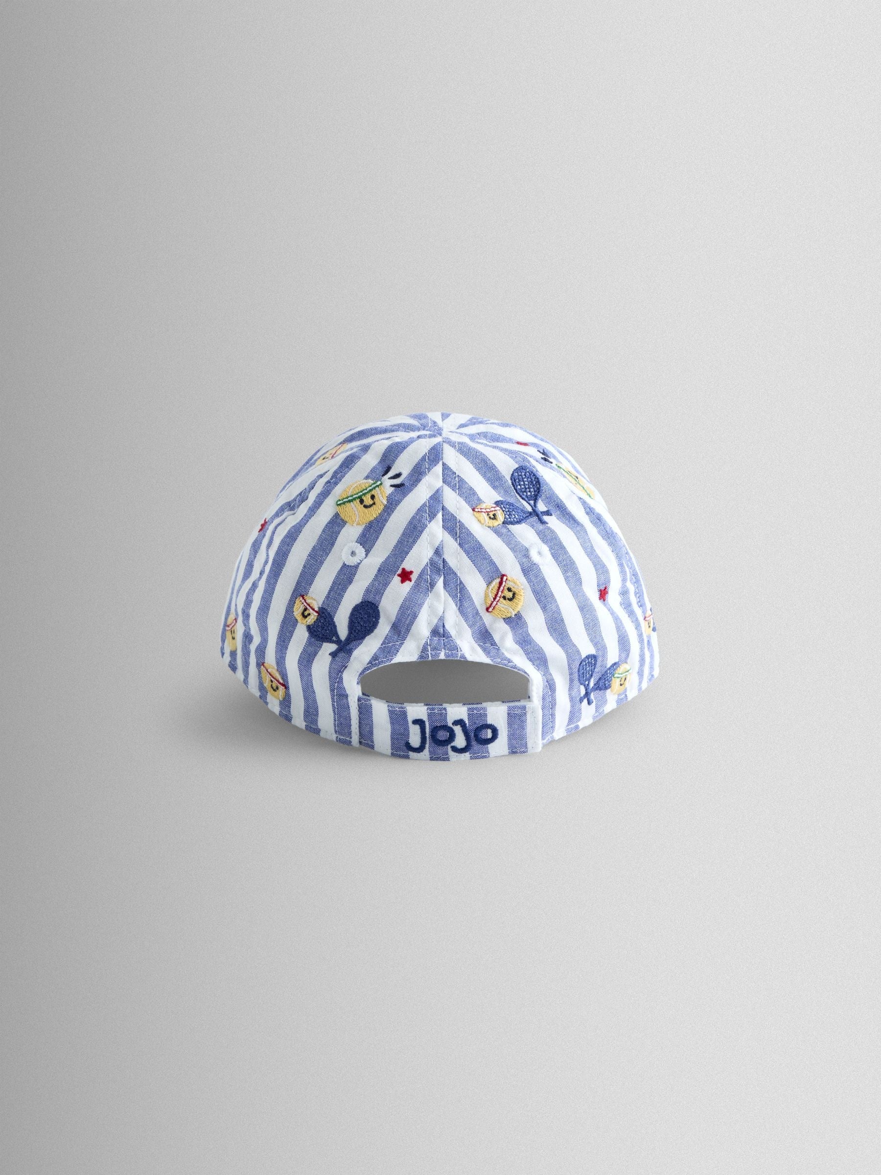 JoJo Maman Bébé ecru striped baby cap (British brand)