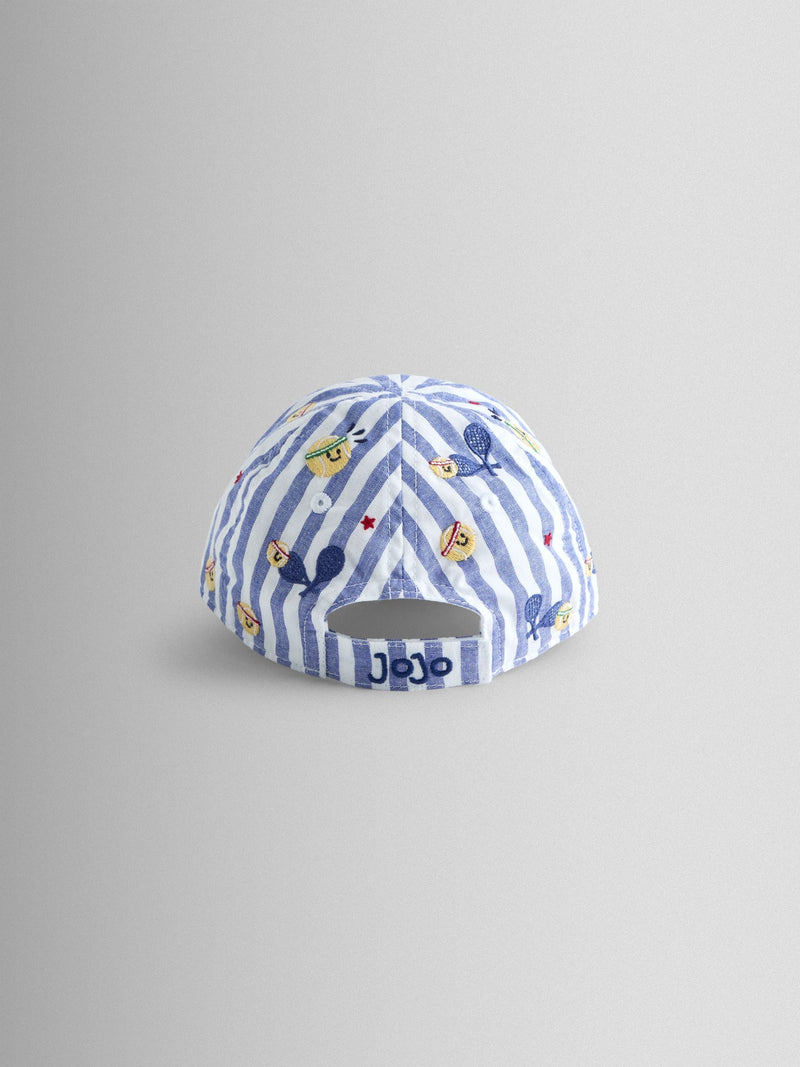 JoJo Maman Bébé ecru striped baby cap (British brand)