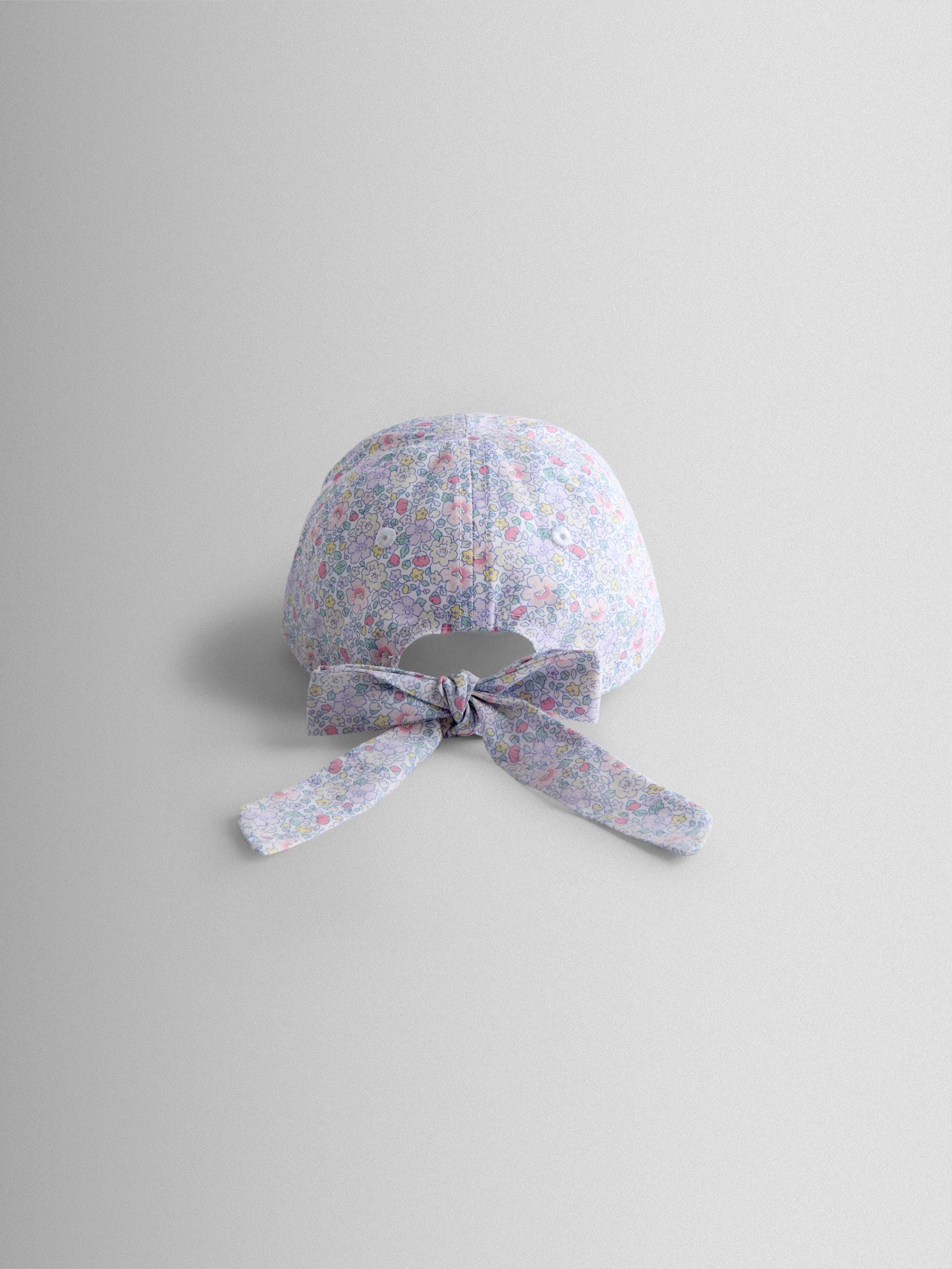 JoJo Maman Bébé lilac floral cap, imported from the UK