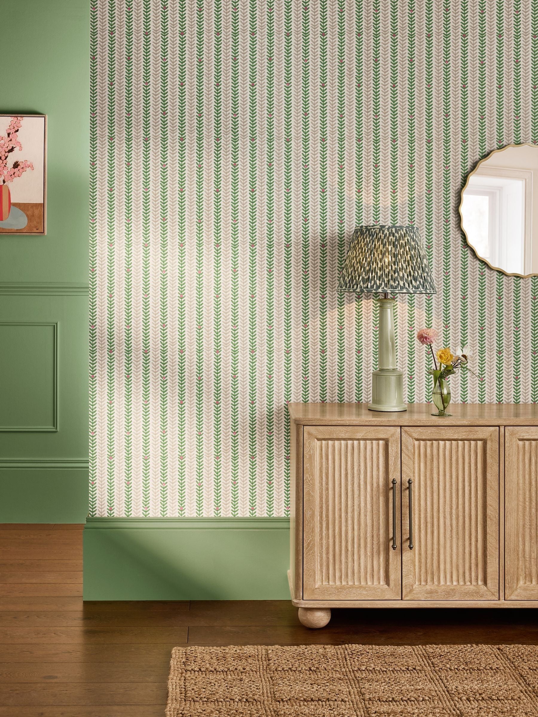 Wallpaper sample Painterly Stripe Green A4 - British product