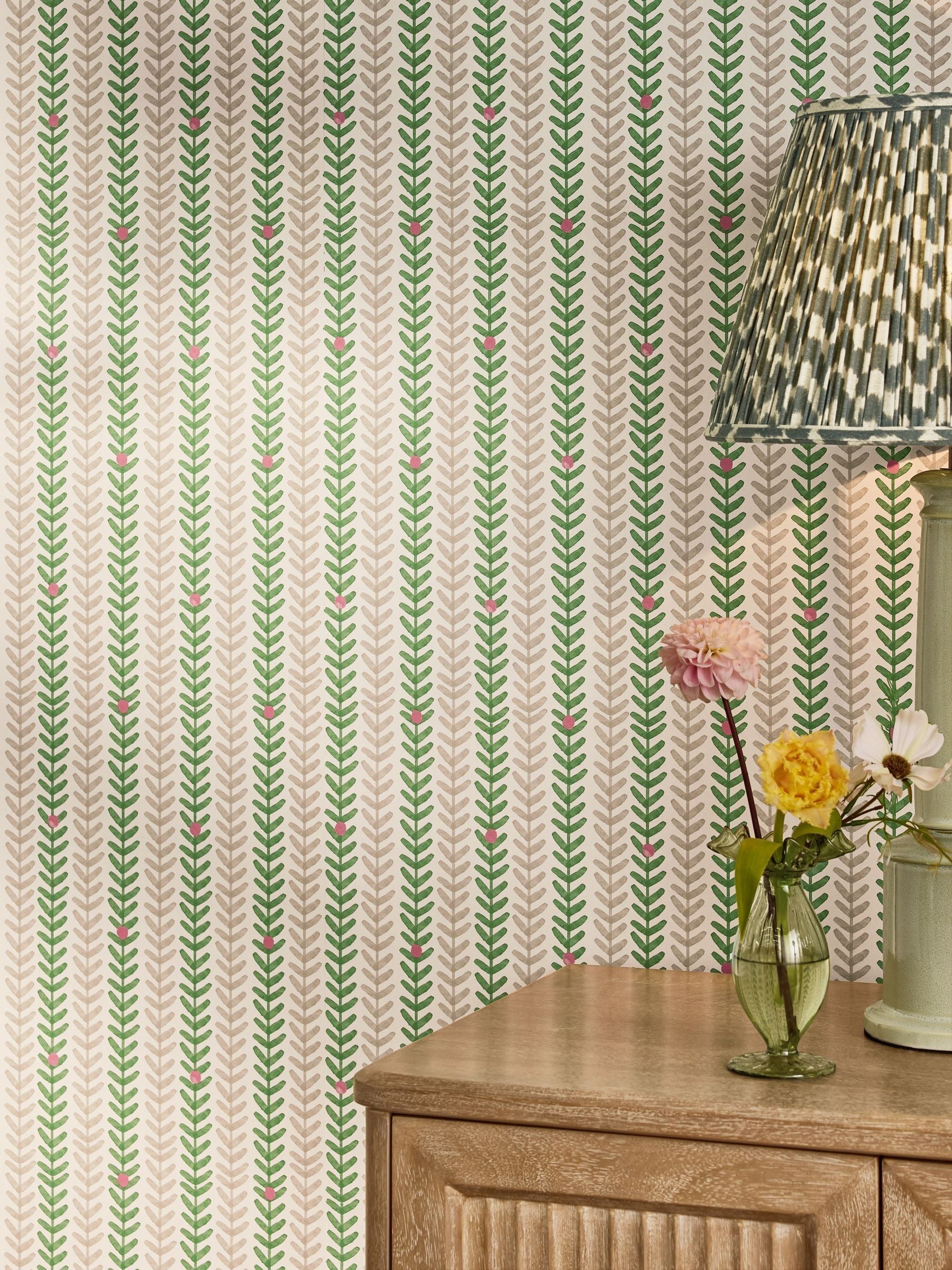 Wallpaper sample Painterly Stripe Green A4 - British product