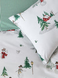 Vantona red and green Christmas snowmen quilt cover set (British brand)