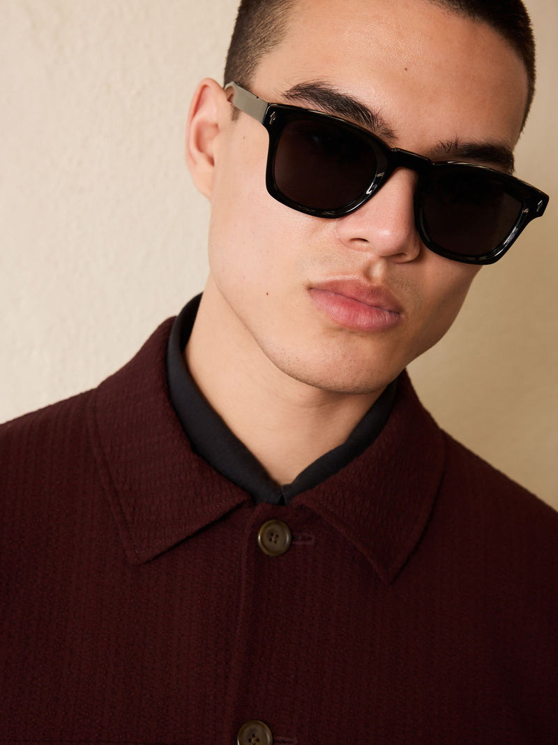Black preppy chunky polarised sunglasses, UK version
