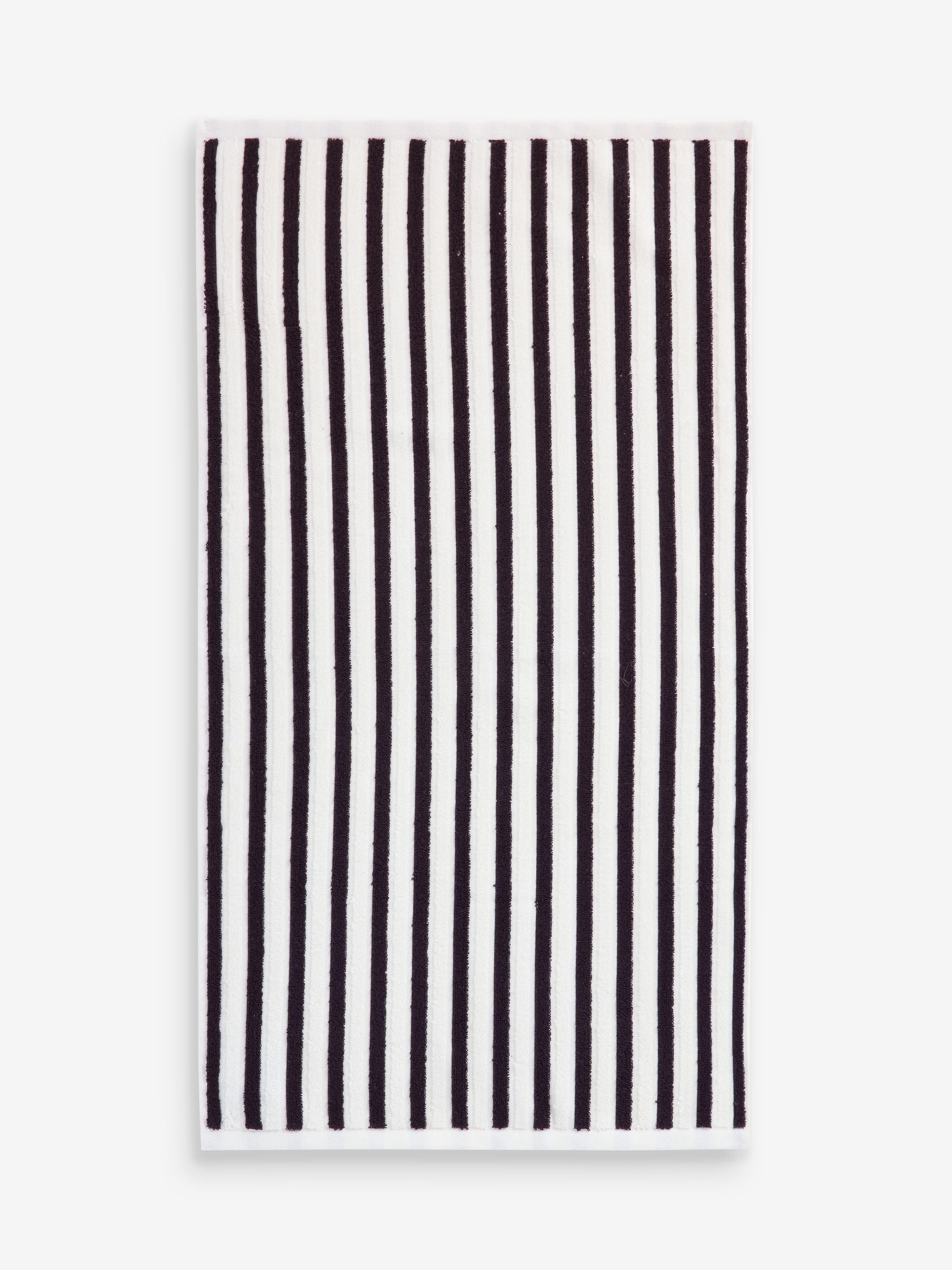 Black and white stripe cotton towel, imported from the UK