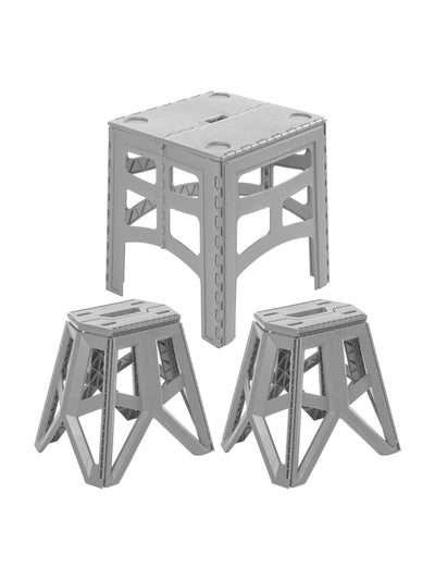 Keeeper Tom und Timo Klappstuhl- und Tischset für den Außenbereich, Nordic Grey, Essgruppe für den Außenbereich