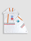 JoJo Maman Bébé white personalised space astronaut hooded towel (British brand)