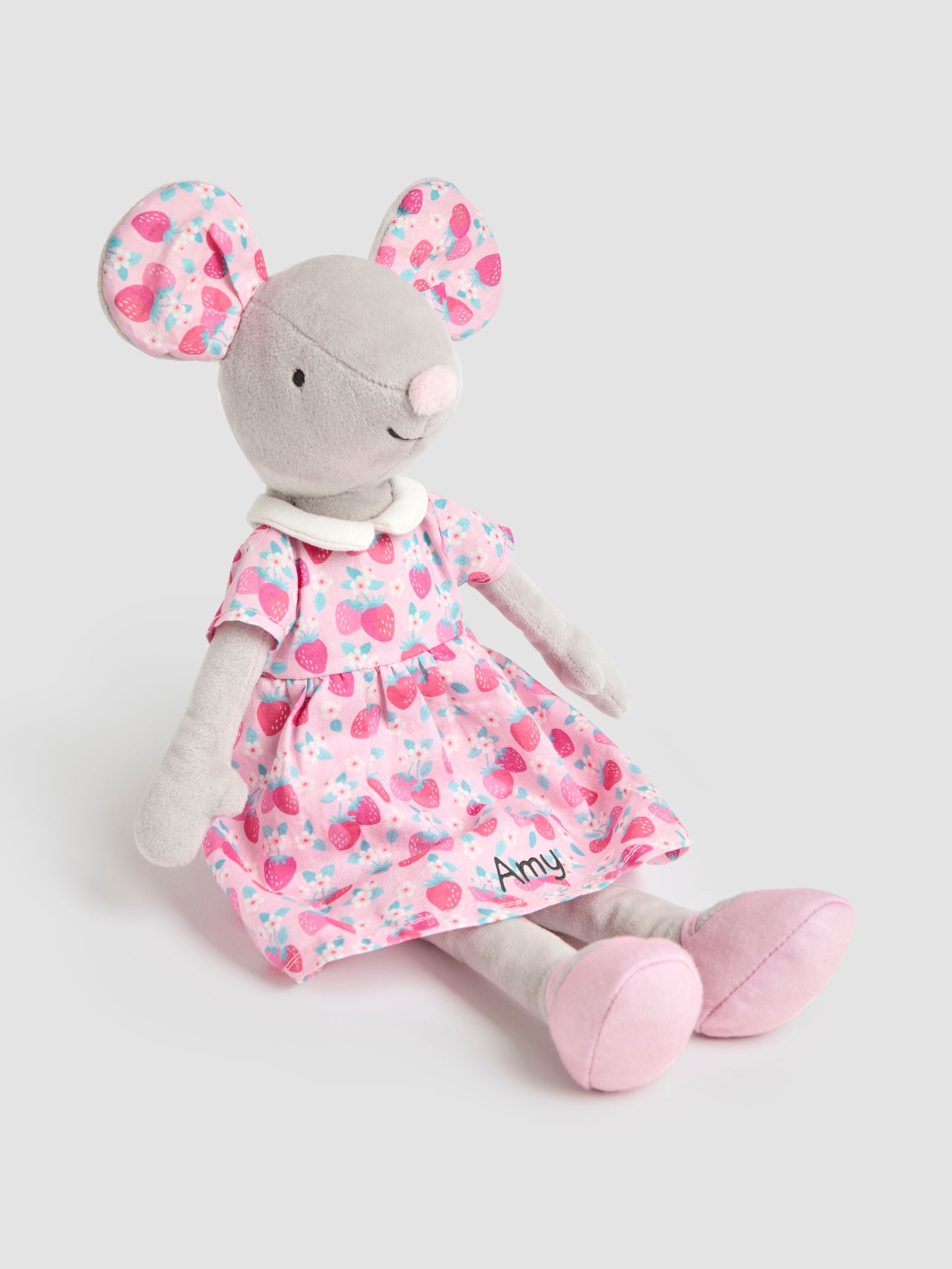 JoJo Maman Bébé Mia the Mouse pink personalised soft toy, UK version