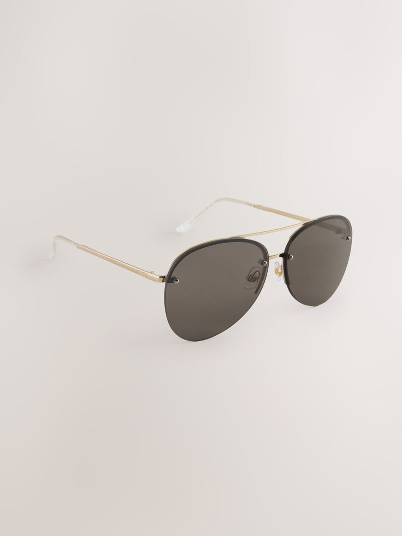 Brown aviator sunglasses with gold-tone metal frame, imported from the UK