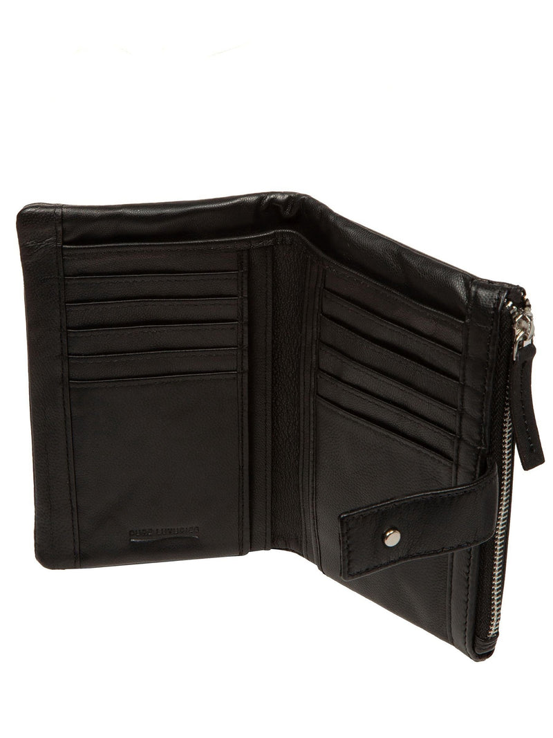 Pure Luxuries London black Zaria leather purse (British brand)