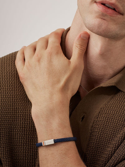 Next Bartlett Blue Flat Wrap Bracelet with Enamel Detail Men's Adjustable Bracelet 20.5cm- Buy online at McGrocer