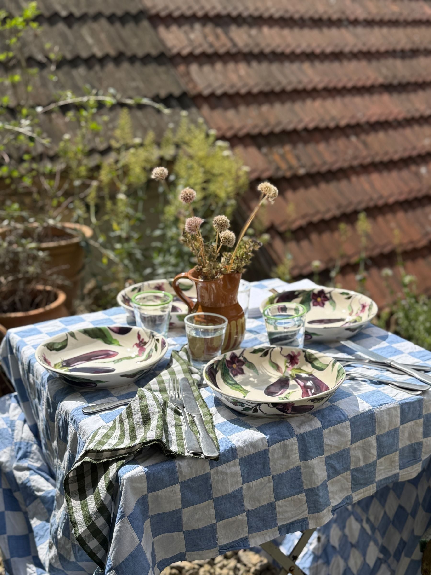 Emma Bridgewater cream aubergine flowers medium pasta bowl - British product
