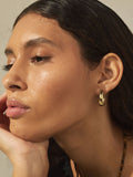 Gold tone oval hoop earrings stainless steel - British product
