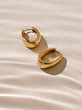 Gold tone oval hoop earrings stainless steel - British product
