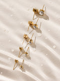 Gold tone stainless steel sparkle stud earrings 5-pack, imported from the UK