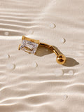 Belly bar with cubic zirconia stone in gold tone (British brand)