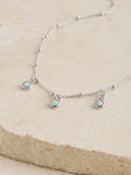 Sterling silver opal drop necklace with ball chain - British product