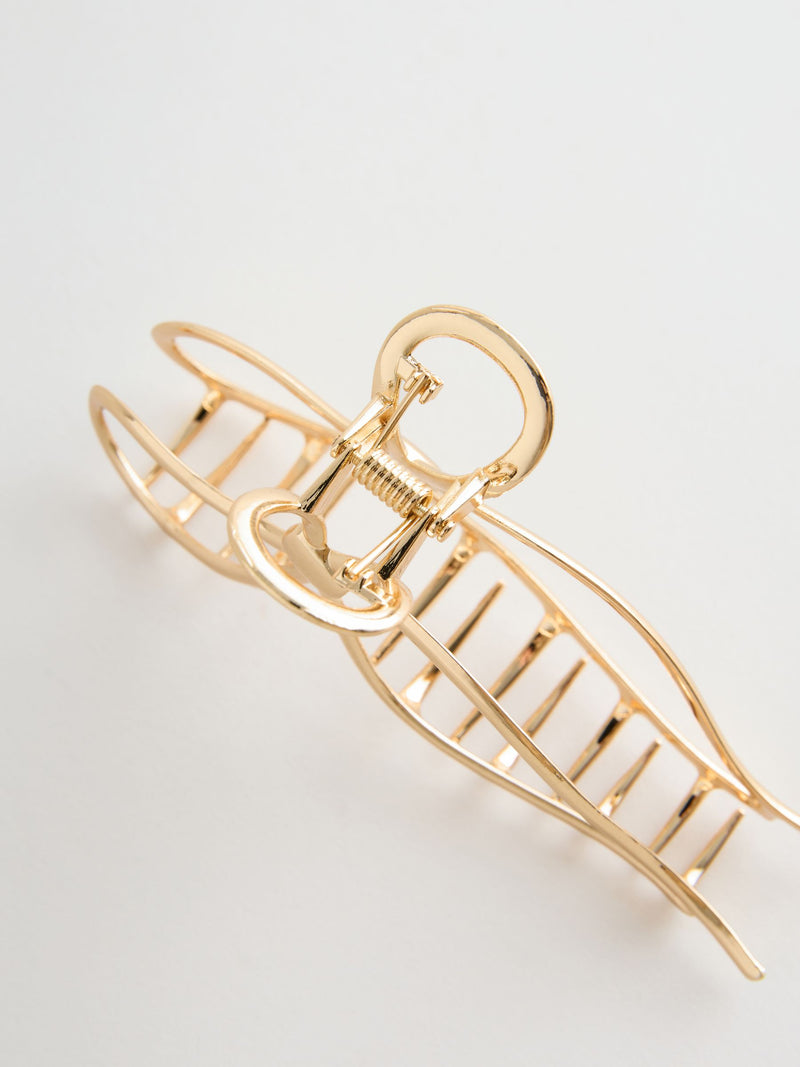 Gold tone metal bow claw clip for hair - British product