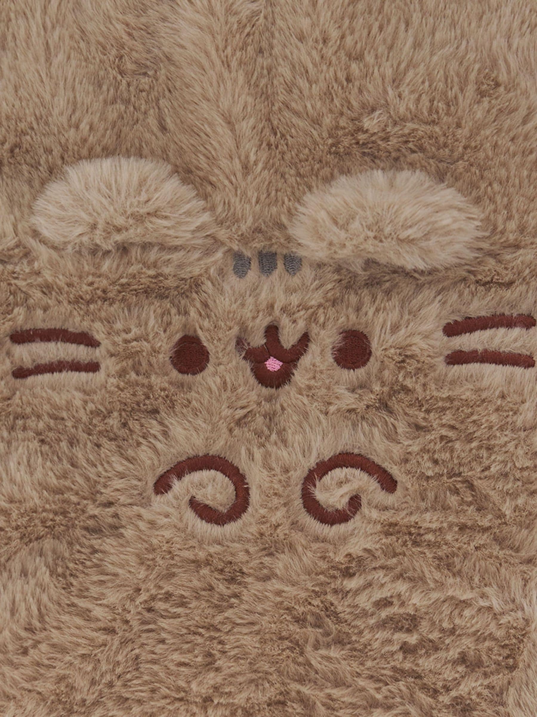 Pusheen brown hot water bottle with eye mask, UK version
