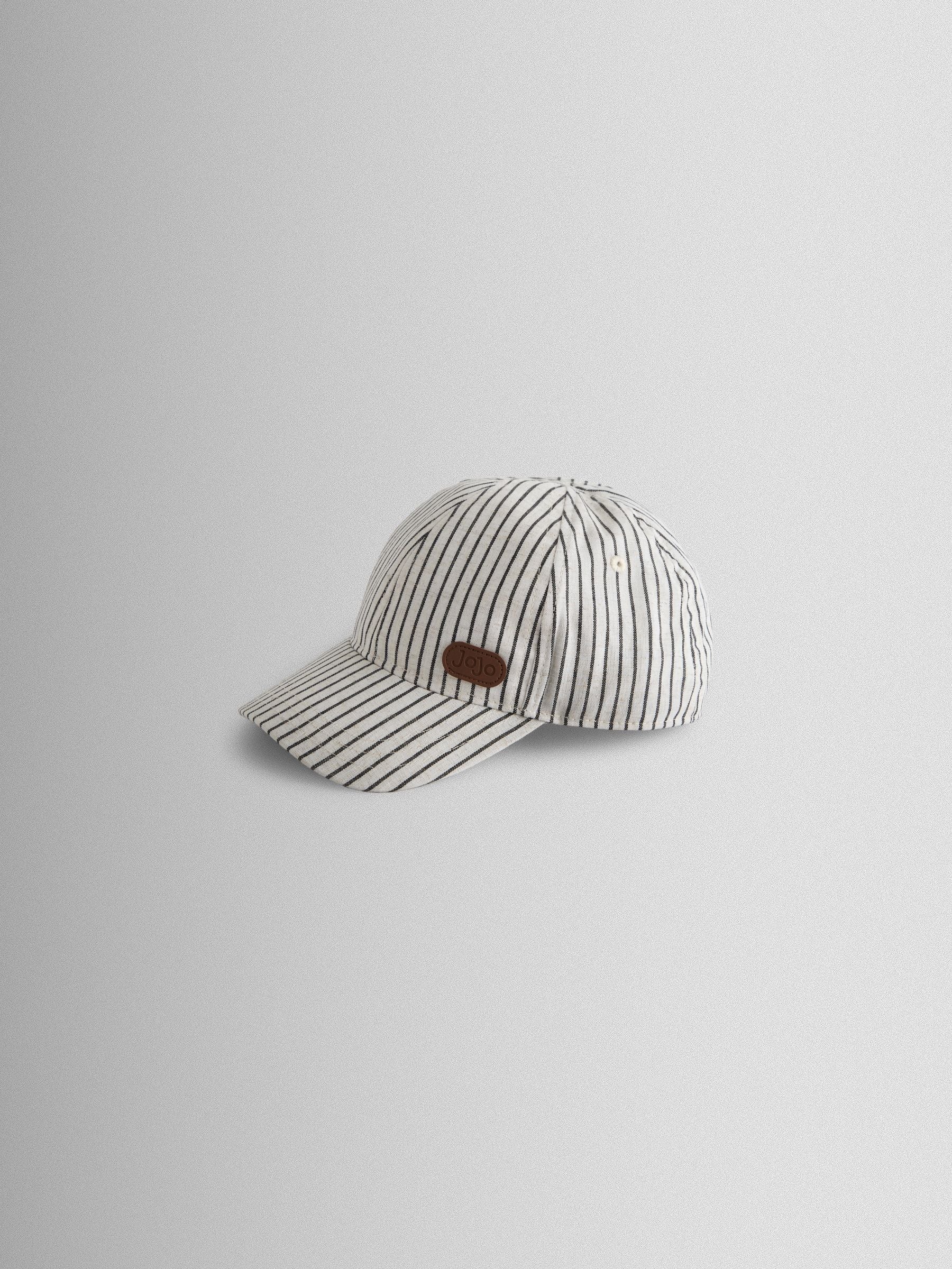 JoJo Maman Bébé ecru striped baby cap (British brand)