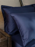 Christy Navy Classic Cotton Sateen Pillowcase Plain Pair
