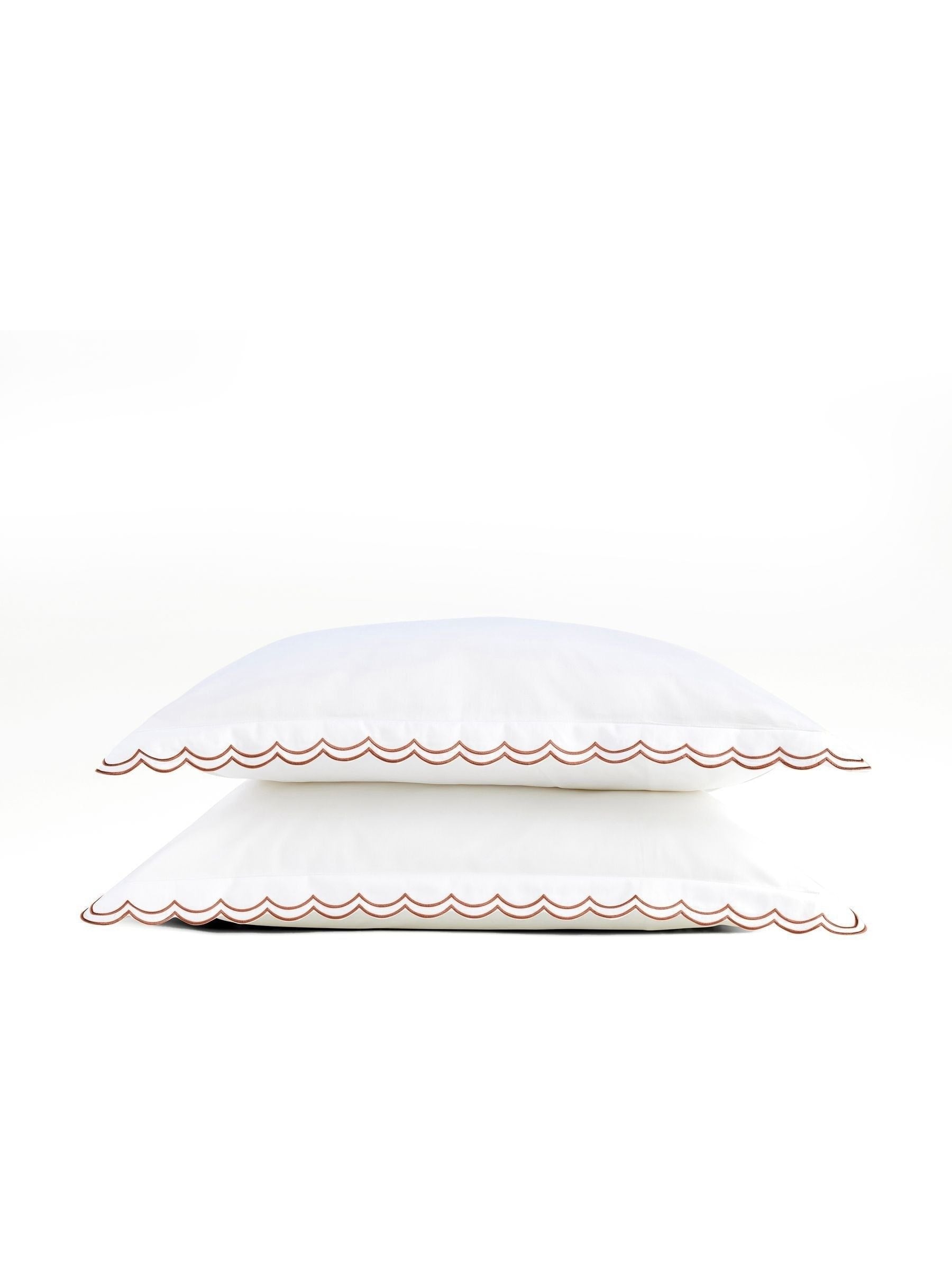 Christy cotton sateen pillowcase pair scalloped edge, UK version