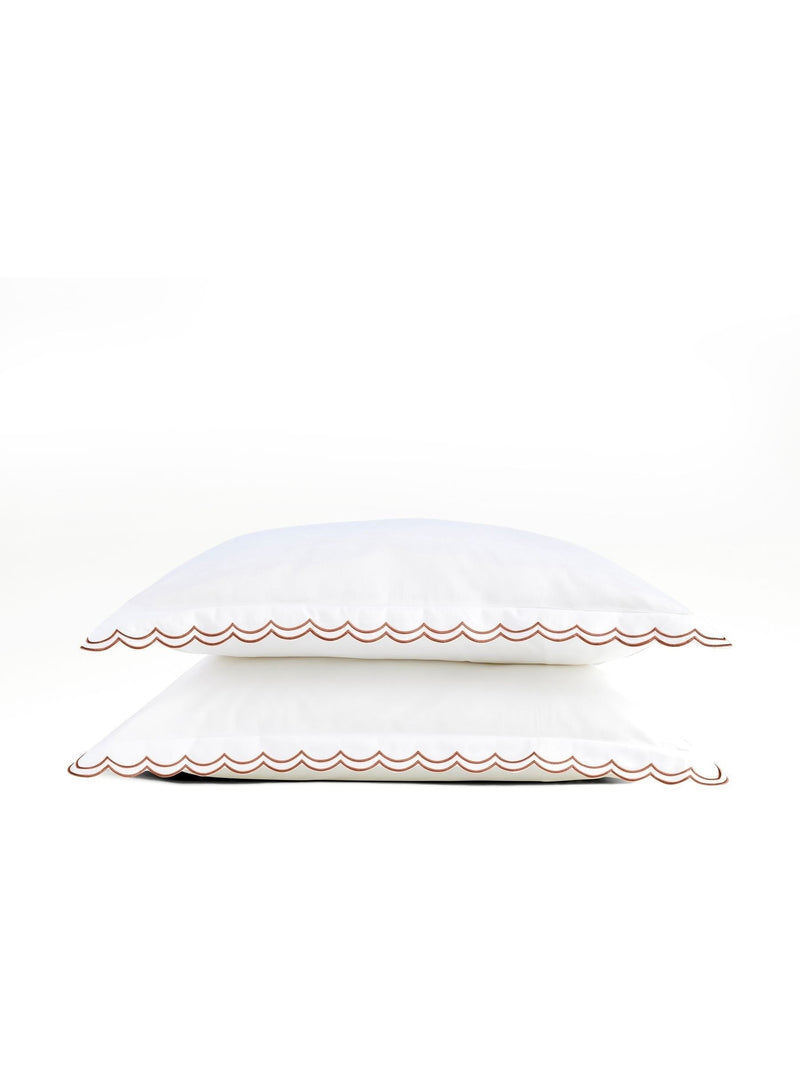 Christy cotton sateen pillowcase pair scalloped edge, UK version